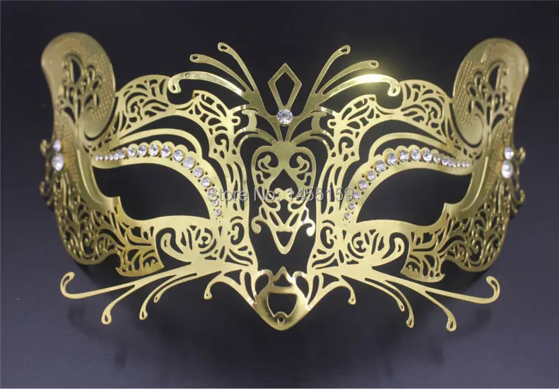 Мужской женский фантомный золотой череп Венецианский металлический маскарадный костюм для вечеринки маска лазерная резка Хэллоуин Выпускной Косплей свадебные бальные маски