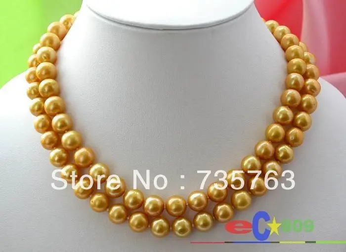 

xiuli 00650 32" 10-11MM GOLD ROUND FRESHWATER CULTURED PEARL NECKLACE