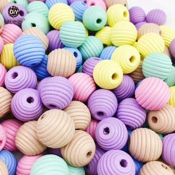 

Let's Make Wooden Teether Beads 100pc 18mm Baby Nursing Teething Necklaces Accessories Candy Color Environmental Paint Chew Bead