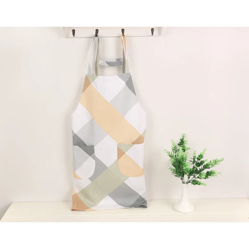 Lady Women Men Cotton Linen Apron Oil-proof Cooking Baking Kitchen Adult Fashion Sleeveless Aprons Nordic Style Kitchen Utensils (6)