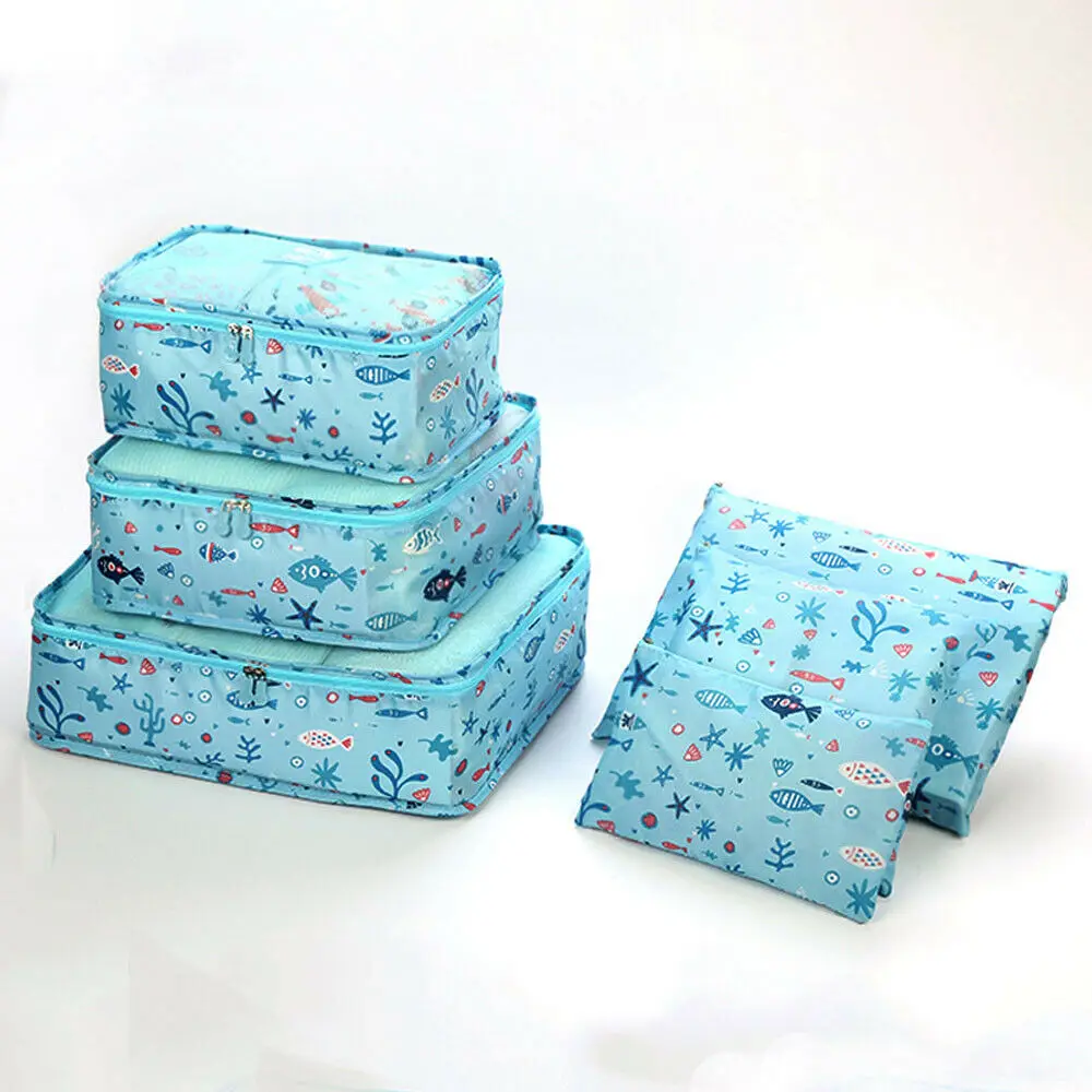 

6 Sets Nylon Mesh Portable Travel Storage Bags Clothes Packing Cube Luggage Organizer New Varieties Styles