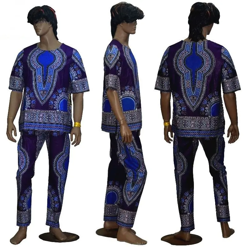 Африканский воск, батик тканевые Дашики платья костюм футболка и брюки для взрослых африканская традиционная одежда Базен риче