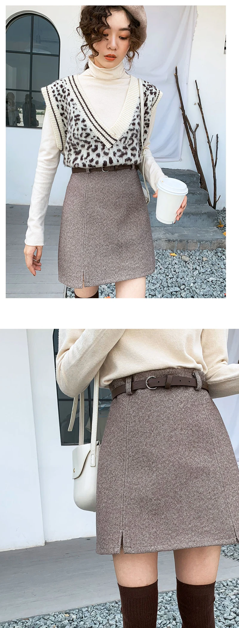Однотонная трапециевидная японская мини-юбка Kawaii для женщин, Студенческая школьная форма, юбки, зимние офисные женские юбки выше колена