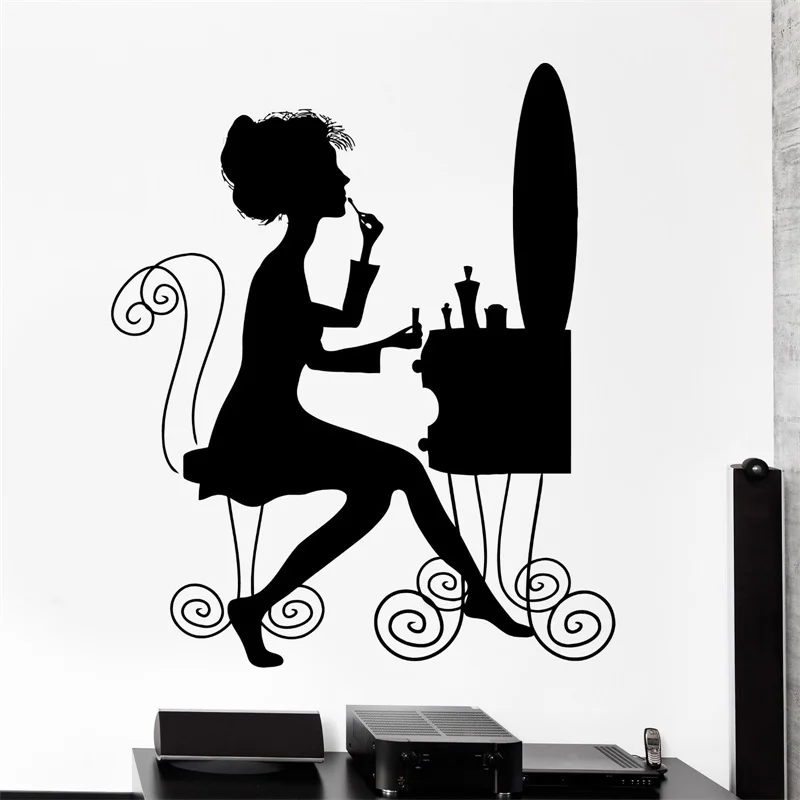 Wall Decal Beauty Salon Makeup Style Woman Dressing Table Vinyl Sticker