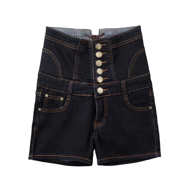 Women's Europe and the United States large size high waist denim single-breasted black waist denim straight pants Women's Europe and the United States large size high waist denim single-breasted black waist denim straight pants