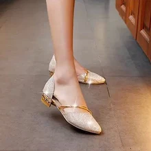 Zapatos de las mujeres 2017 Nuevo estilo Coreano del estilo del verano pisos punta estrecha tacones lentejuelas recortes dulces mujeres ocasionales de los planos zapatos ST742-NEW