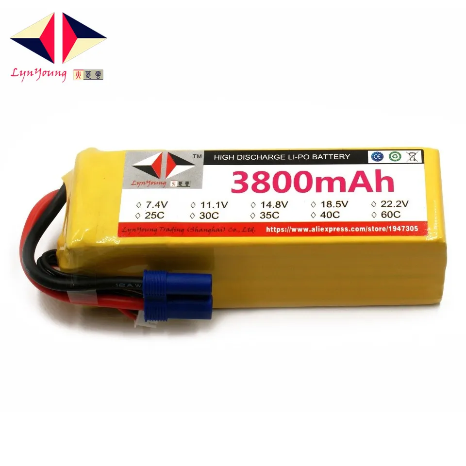 

LYNYOUNG 6S lipo battery 22.2V 3800mAh 40C max 80C For RC Car boat Airplane Helicopter quadcopter