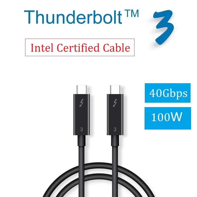 Сертифицированный Intel кабель Thunderbolt 3,0 USB-C поддерживает зарядку 100 Вт 40 Гбит/с передача данных для Macbook type-C 1,6 50cm2m