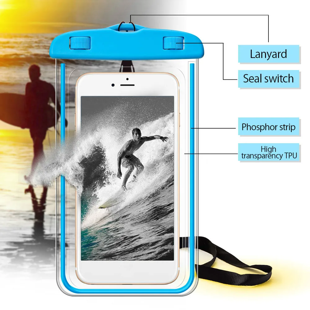 Водонепроницаемый чехол-сумка, универсальный 6,5 дюймовый Чехол для мобильного телефона, чехол для плавания, для фотосъемки под водой для iPhone 7, чехол с полной защитой