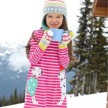 Коллекция года, новогоднее платье для девочек платья принцессы для девочек из хлопка с вышивкой, прямая одежда с длинными рукавами для маленьких девочек детская одежда