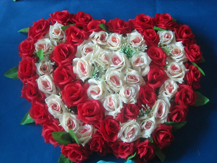 Us 14 36 15 Off New 53cm 36cm Artificial Silk Rose Wedding Car Decoration Heart Shaped Door Wreaths Double Lovely Wedding Door Decoration In