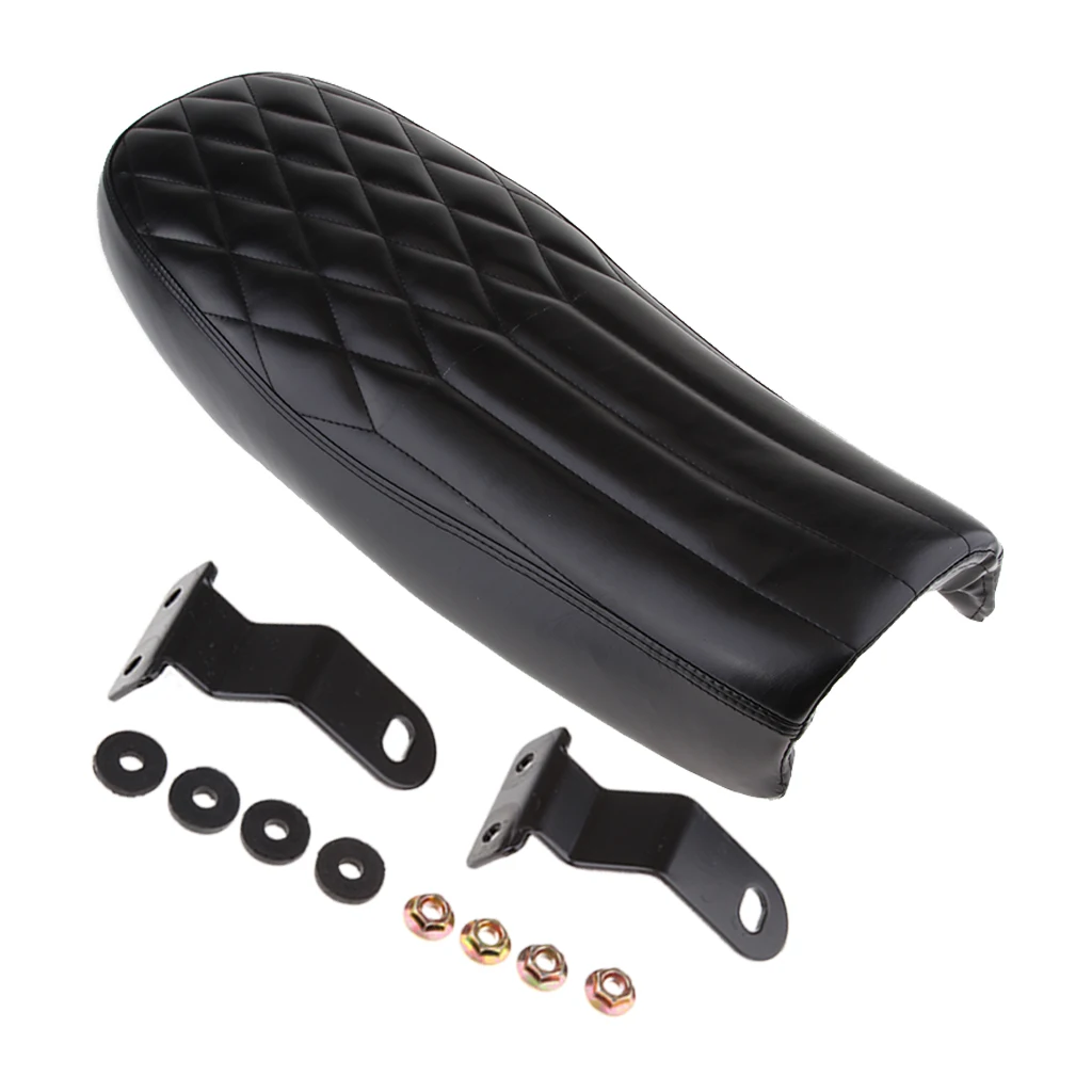 Motorcycle Cafe Racer Vintage Flat Seat Cushion Rhombus Seat Saddle Black Motorcycle Seat Saddle Cafe Racer Vintage Seat Cushion