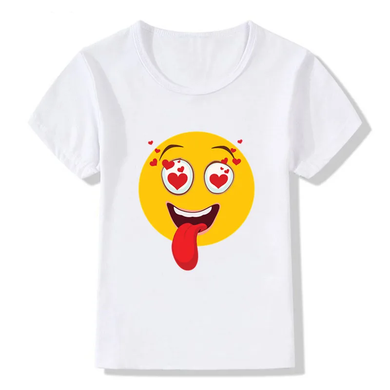 Модные футболки с короткими рукавами и принтом смайлика; футболка с круглым вырезом для мальчиков и девочек; одежда для детей; летние футболки - Цвет: 11