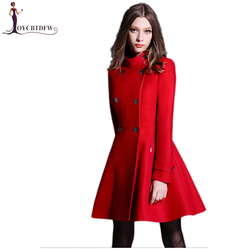 Féminine Laine Femmes Pur Cachemire 2018 Black Survêtement Élégant Breasted La caramel Double Colour Mode Mince Veste Nouveau Manteau De Col Stand red Plus Taille 6dZ8dwx