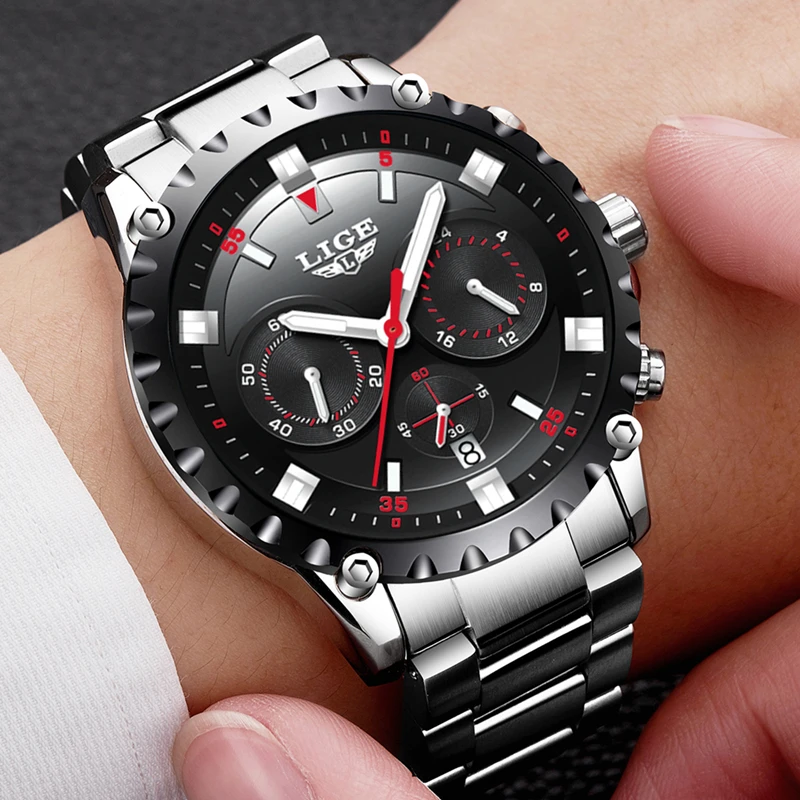 

New LIGE Watch Men Waterproof Sport Quartz Clock Mens Watches Top Brand Luxury Full Steel Business Wristwatch relogio masculino