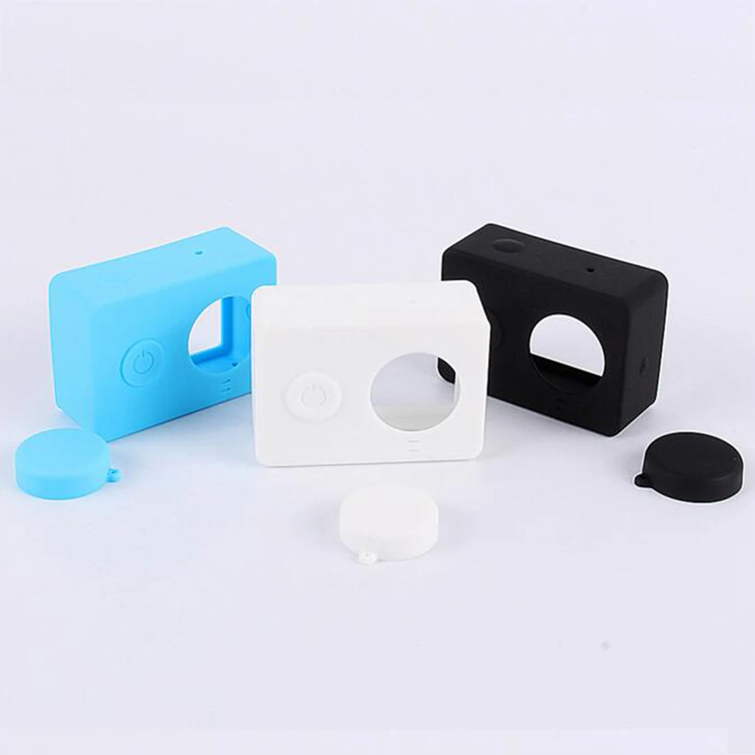 

High Quality Colorful Camera Case Silicone Rubber Skin Housing With Protective Lens Cover Cap For Xiaomi Yi Accessories