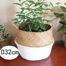 Rattan Basket Straw Basket Foldable Flower Pot Wicker Storage Basket Woven Seagrass Basket Rattan Vase Organization