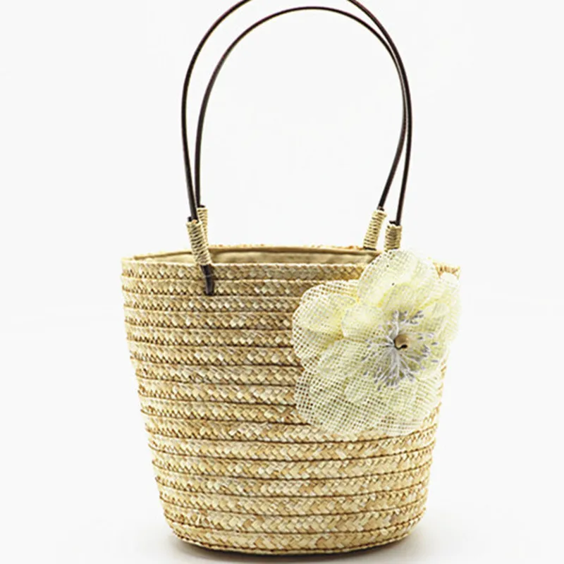 

2019 fashion a flower weaving straw beach bags summer ladies handbags style bohemian shoulder bagl women designer handbags