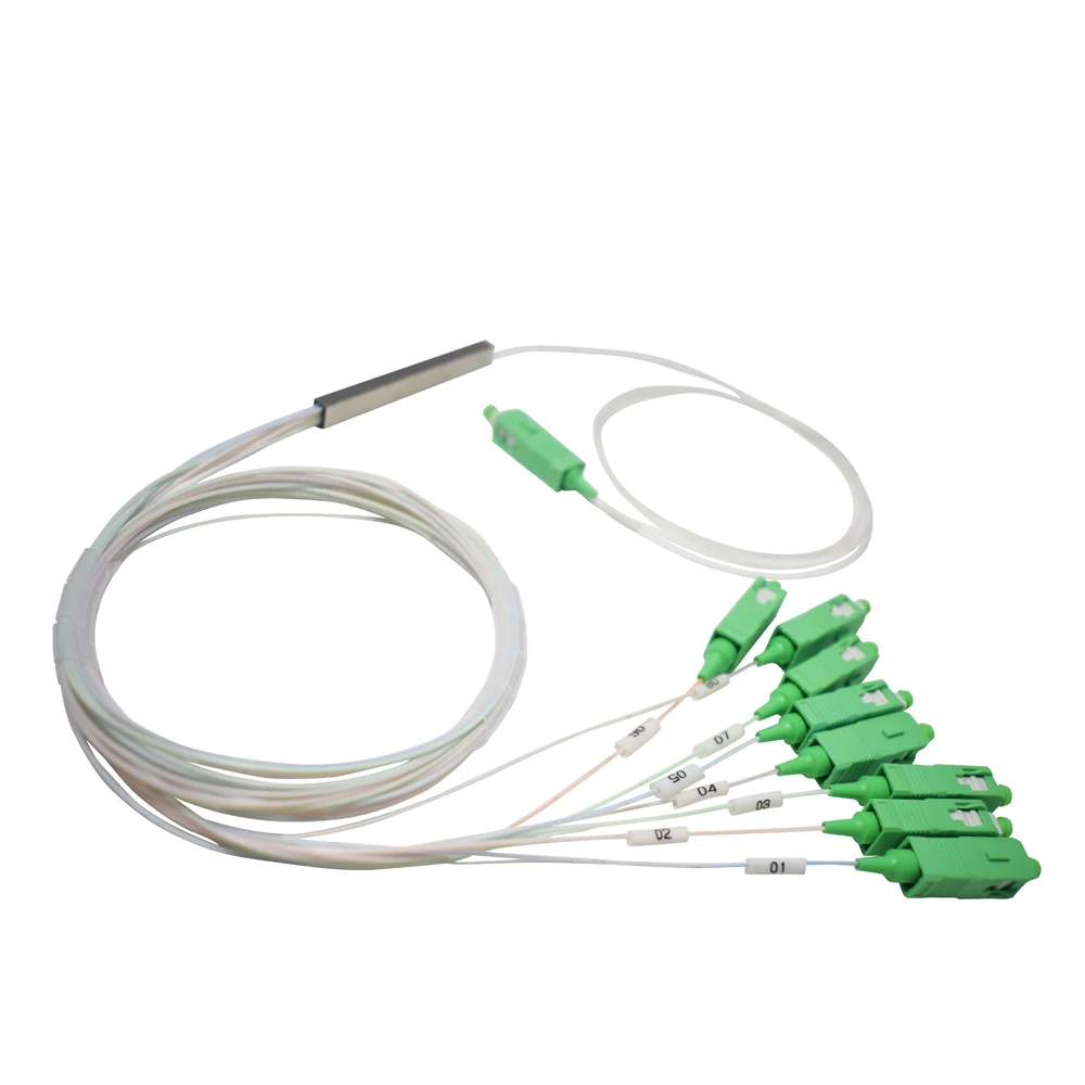 

50pcs/lot Blcokless Fiber Optic PLC Splitter Fiber Length 1m 1x8 SC APC fiber optic
