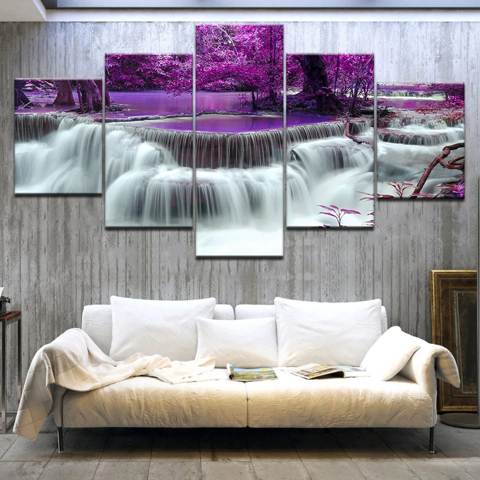 

5 Panel Wall Pictures for Living Room Art Waterfall Canvas Painting Modular Picture Posters and Prints Cuadros Paintings Artwork