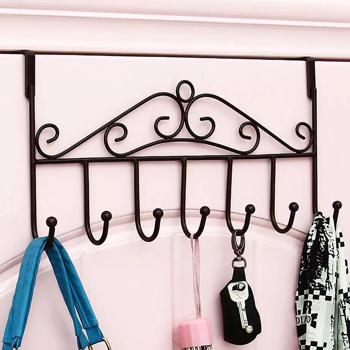 

Luxury 5 Hooks Hanger Towel Hat Coat Clothes Wall Hook Over Door Living Room Bathroom Hooks