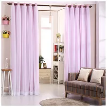 Melody solid fabric full black out window curtains with voile face purple light shading drapefor bedroom process finished size