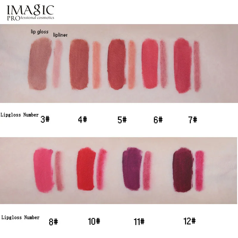 9Colors IMAGIC Lip Gloss Waterproof Matte Liquid Lipstick Strawberry Long Lasting Lip Kit as pencil for lips Makeup