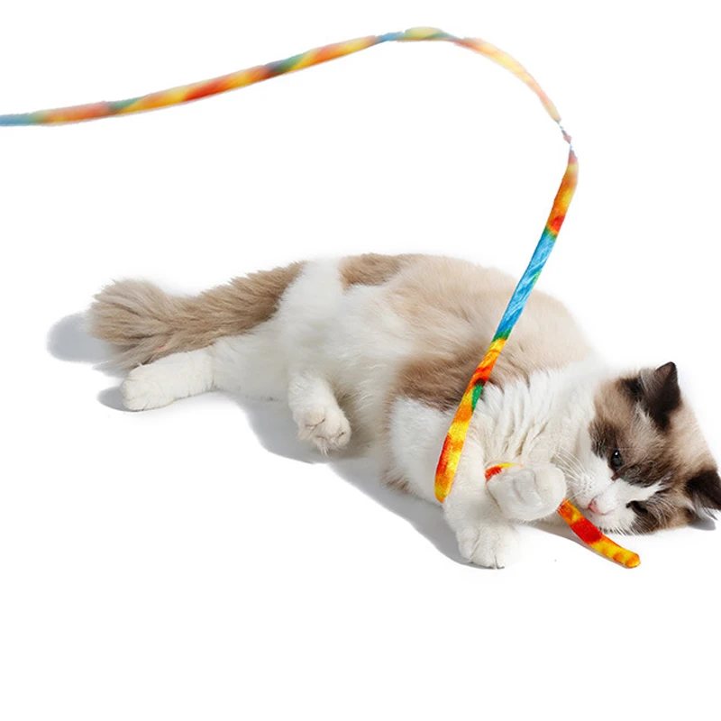 Leopard print tease Cat Rod with Bells Cat Toy Color cloth tease Cat Pet Toy Cat stick Two color