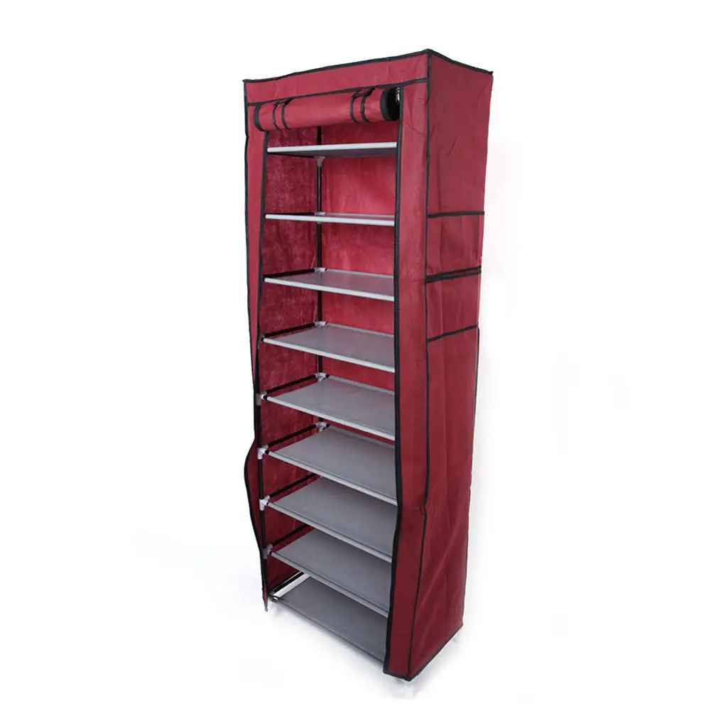 

Shoe Rack Fashionable Room-saving 9 Lattices Non-woven Fabric Shoe Organizer Wine Red High Quality Space Saver Quick Delivery