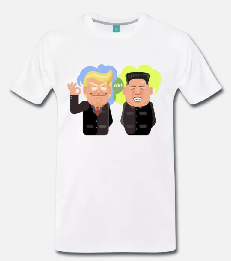 

T-SHIRT CARICATURA KIM JONG UN DONALD TRUMP COREA DEL NORD USA FUNNY
