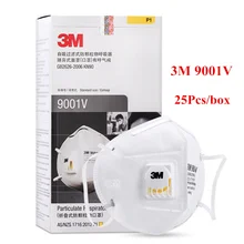 25 шт. 3 м 9001 в KN90 вентиляционные противопылевые маски против пыли PM2.5 Промышленные строительные пыльцы дымка газ семья и профессиональный сайт защиты инструмент