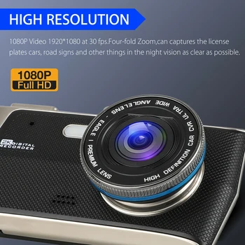 

4inches Car DVR 1080P Dual Lens Dash Cam Video Recorder Front and Rear Camera LCD