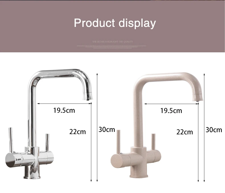 New style Black Double Bend Kitchen Water  Purifica  Faucet with Filtered Water Double Spout Kitchen Tap Bronze Sink Mixer Crane