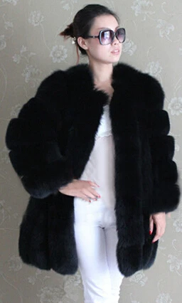 Из натурального меха, меховые женские натуральным лисьим мехом Меховая куртка Для женщин меховая шуба из настоящего меха пальто для Для женщин - Цвет: black long