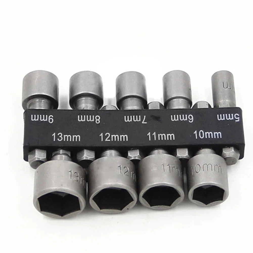 

9pcs 5 To 13mm Metric Hexagonal Shank 1/4" Tool Set Socket Screw Wrench Hex Nut Adapter Drill Bit Driver