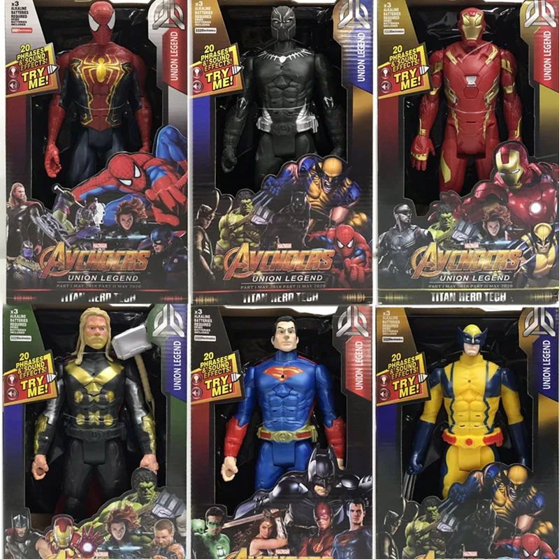 Captain Marvel DC Action Figure LED Sounding Iron Man Hulk Batman The Flash Superman Wolverine Black Panther Thor Avengers