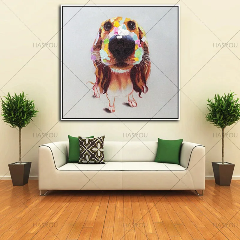 Handmade Dog Oil painting On Canvas Wall Pictures Paintings For Living