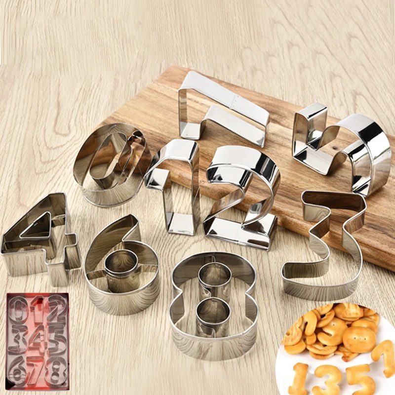 

9pcs/set Large Size 0-8 Number Shape Cookie Cutter Stainless Steel Cookies Mold Fondant Biscuit Cutter Cake Decorating Tools DA