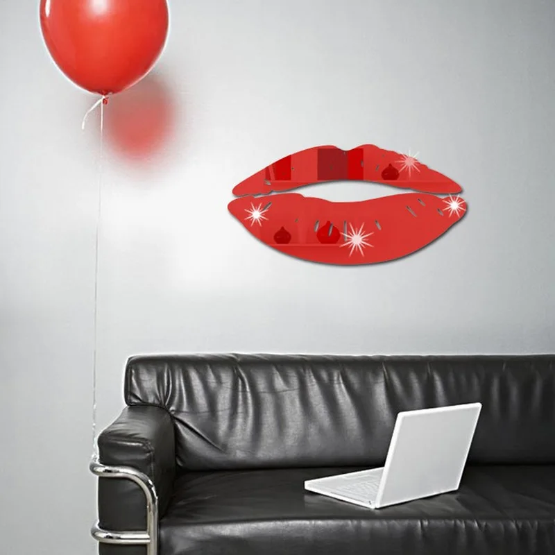 

Fashion 3D Mirror Lip Kiss Art Mirror Wall Sticker DIY Acrylic Mural Decal Home Room Decor Stickers Removable