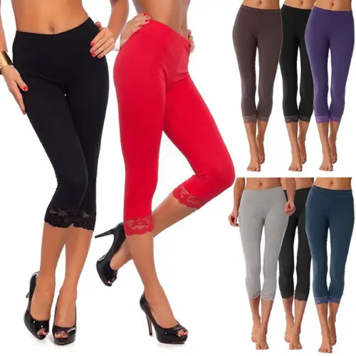 

Womens 3/4 Length Skinny Leggings Capri Cropped Summer Genuine Cotton High Quality Hot