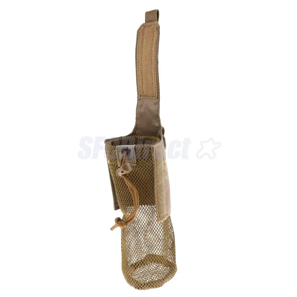 Outdoor Foldable Mesh Water Bottle Carrier Drinking Bottle Pouch Molle Bag Holder for Hunting Fishing Vest Belt