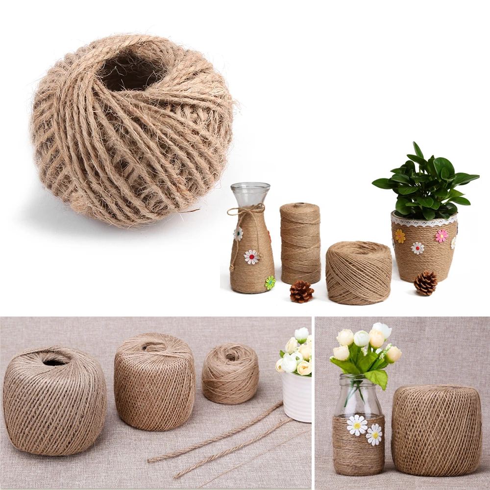 

30M Natural Useful Burlap Hessian Jute Twine Cord Hemp Rope String Gift Packing Strings Wedding Decor Event & Party Supplies