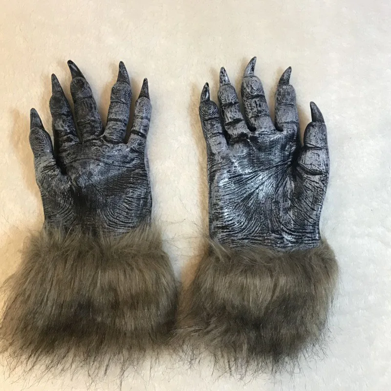 Halloween party adult Rubber Black white Wolf Male Gloves Animal