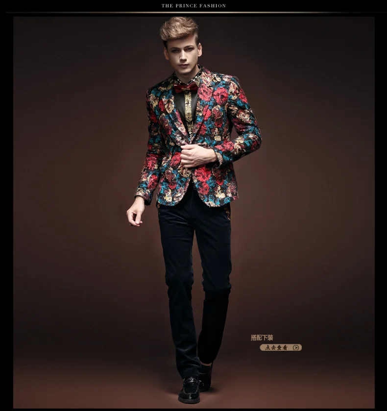 Модный мужской тонкий костюм fanzhuan, мужской на зиму и осень, пиджак с цветочным принтом, большой размер 6XL, 2 цвета, 14078-2