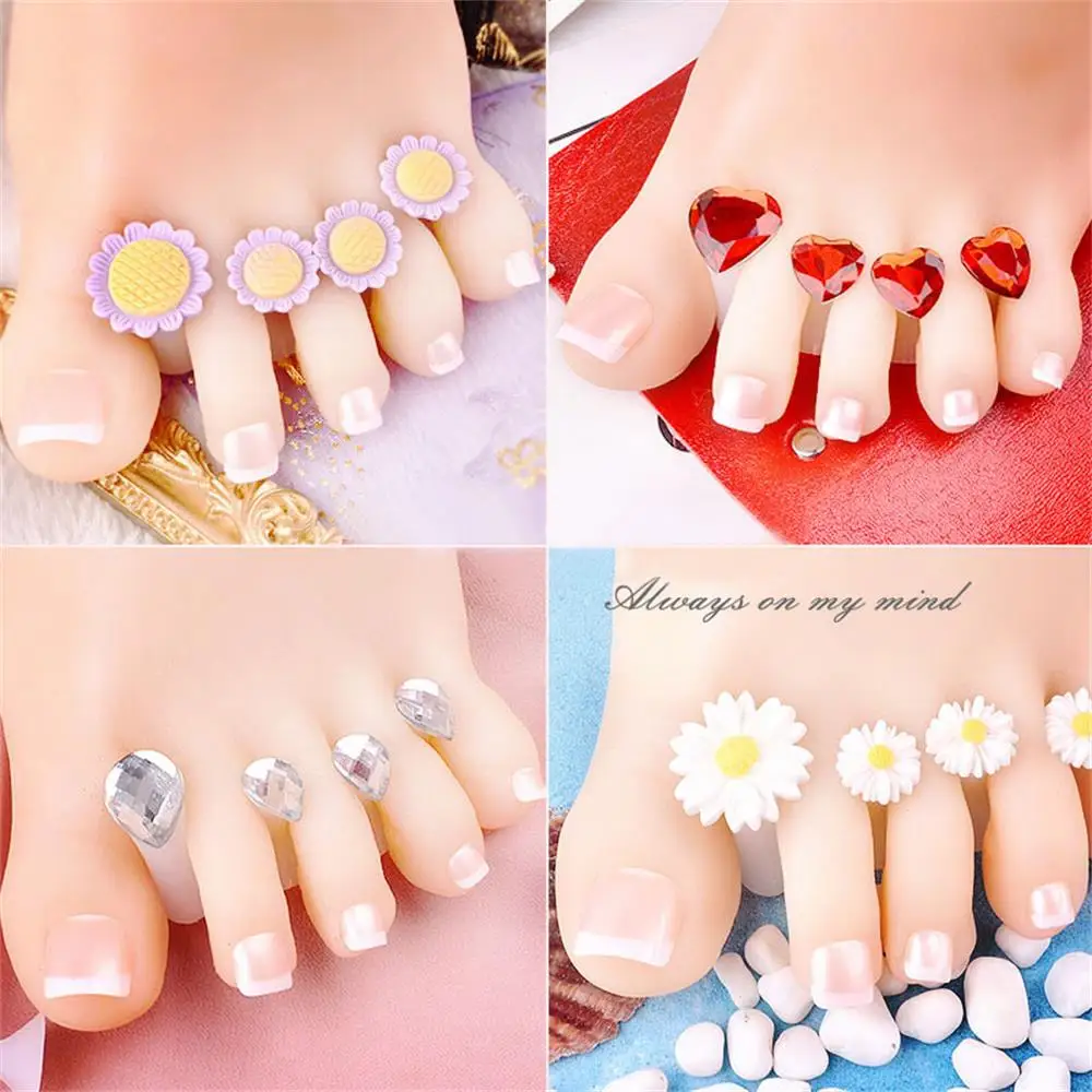 

8PCs/Set Silicone Toe Separators Foot Toe Spacers for Home and Salon Use Daisy Flower Shape Waterdrop Pedicure DIY Nail Art Tool