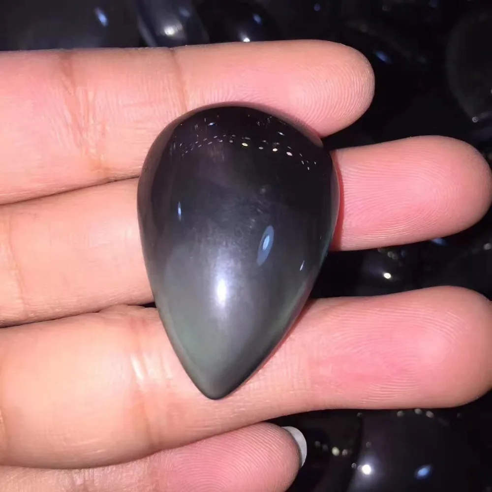 

Natural Stone Obsidian Water Drop Shape Reiki Healing Feng Shui Home Decorations Mineral Specimen Planting Aquarium Fish Tank