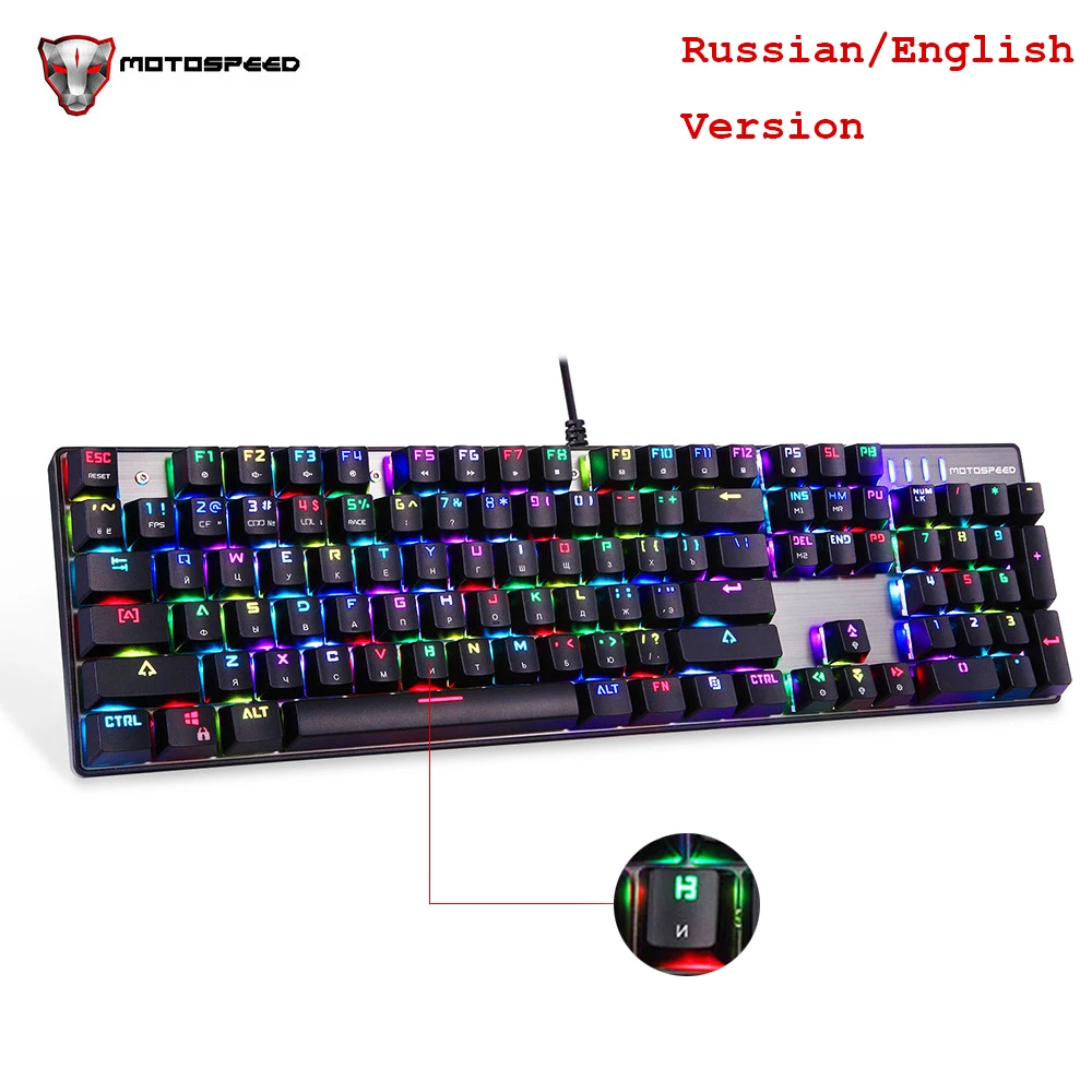 

MOTOSPEED CK104 Mechanical Keyboard With RGB Backlight Anti-Ghosting Gaming Russian English Keyboard Game Keypad For Overwatch