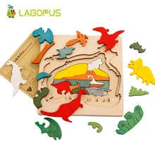 Lagopus деревянный мультяшный паззл головоломка с животными динозавр мультфильм головоломка деревянная игрушка для малышей Детские развивающие игрушки