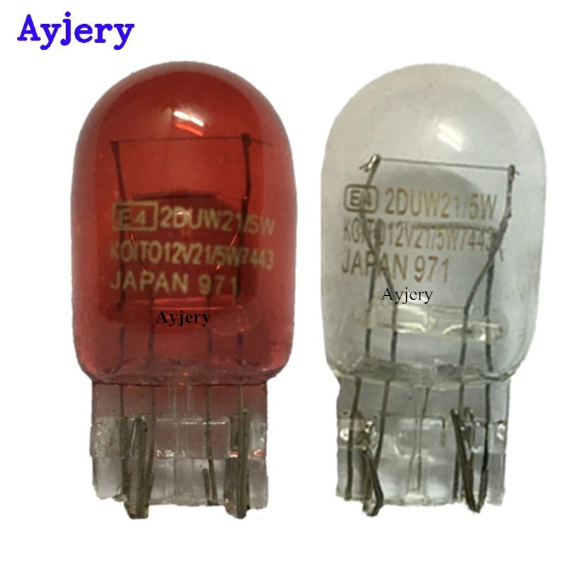 AYJERY Newest 10Pcs 7443 W21/5W White Glass T20 Lamp 12V 21/5W Car Turn Tail Lights Bulb W16*3q Parking Light Auto Led | Автомобили и