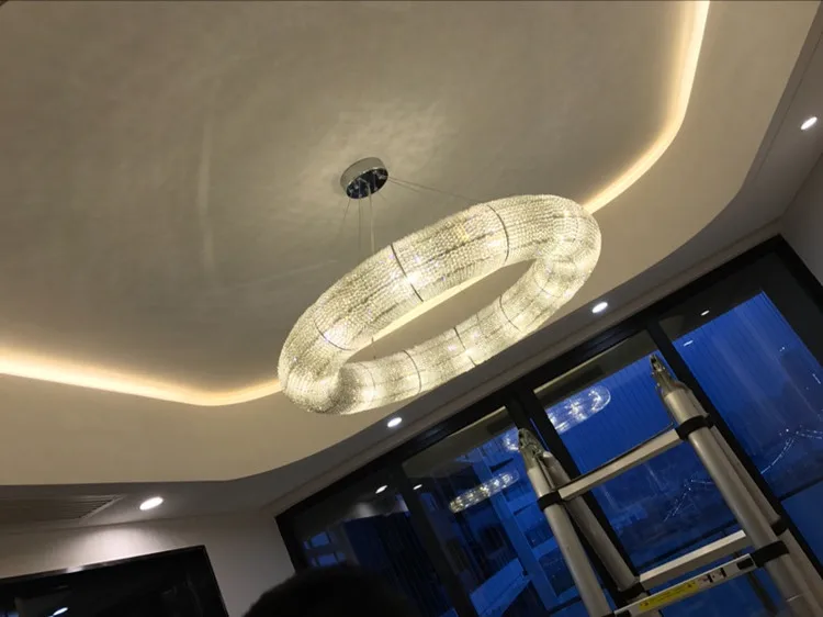 Американский RH Crystalhalo блеск де Cristal Led легкий круглый кулон K9 кристалл Лофт Ресторан минимализм шнур Подвесная лампа
